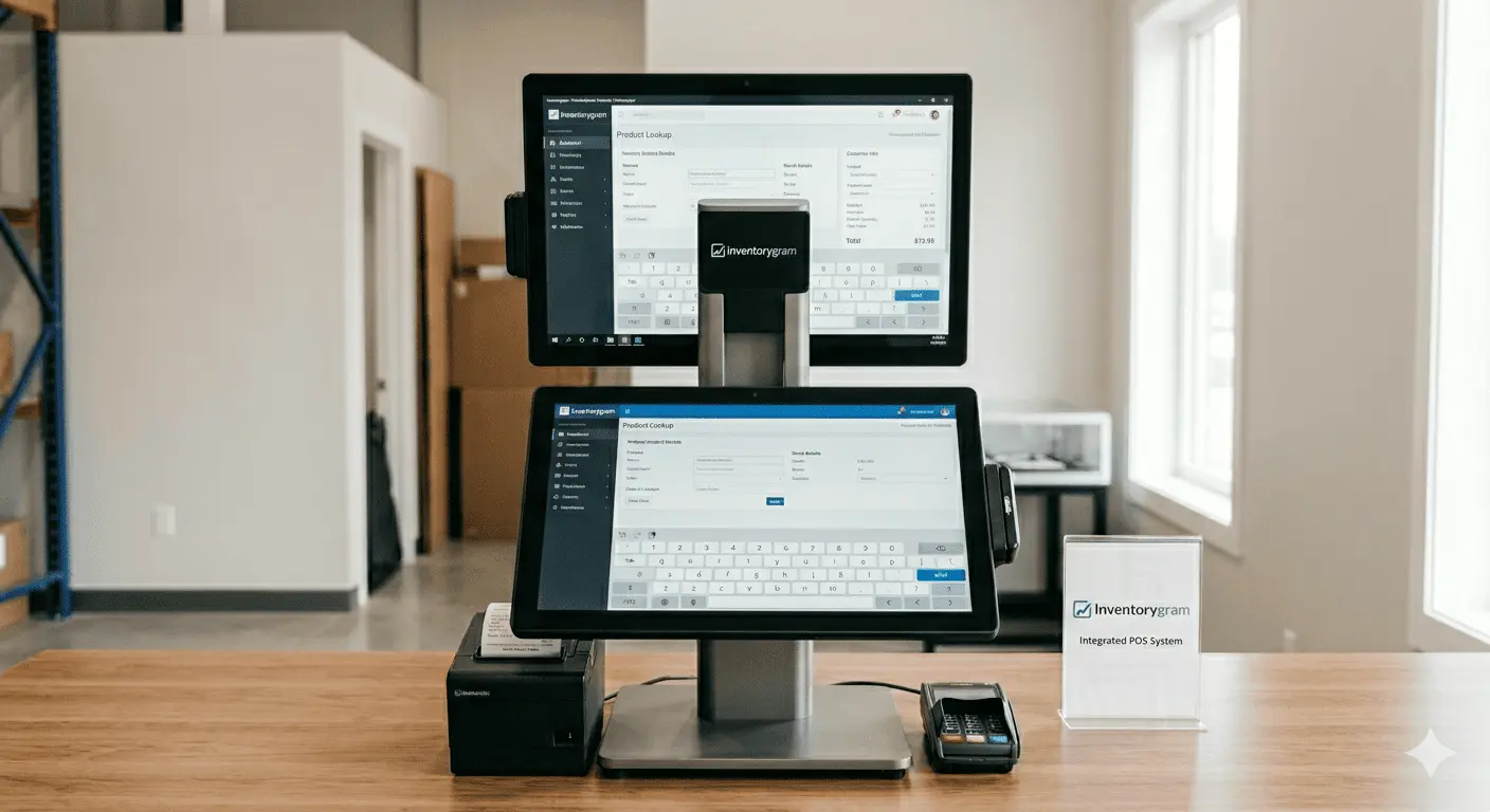 Modern POS system showing business software dashboard