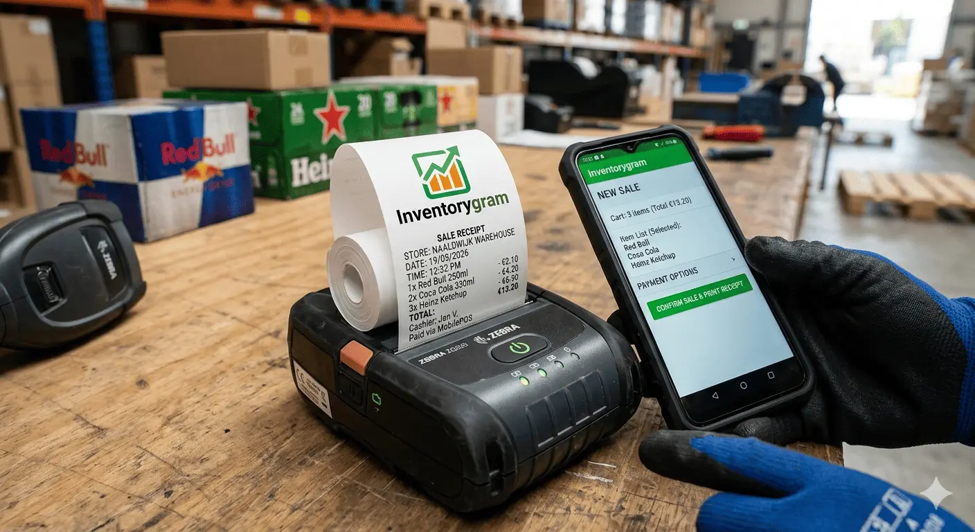 Business owner using mobile POS device